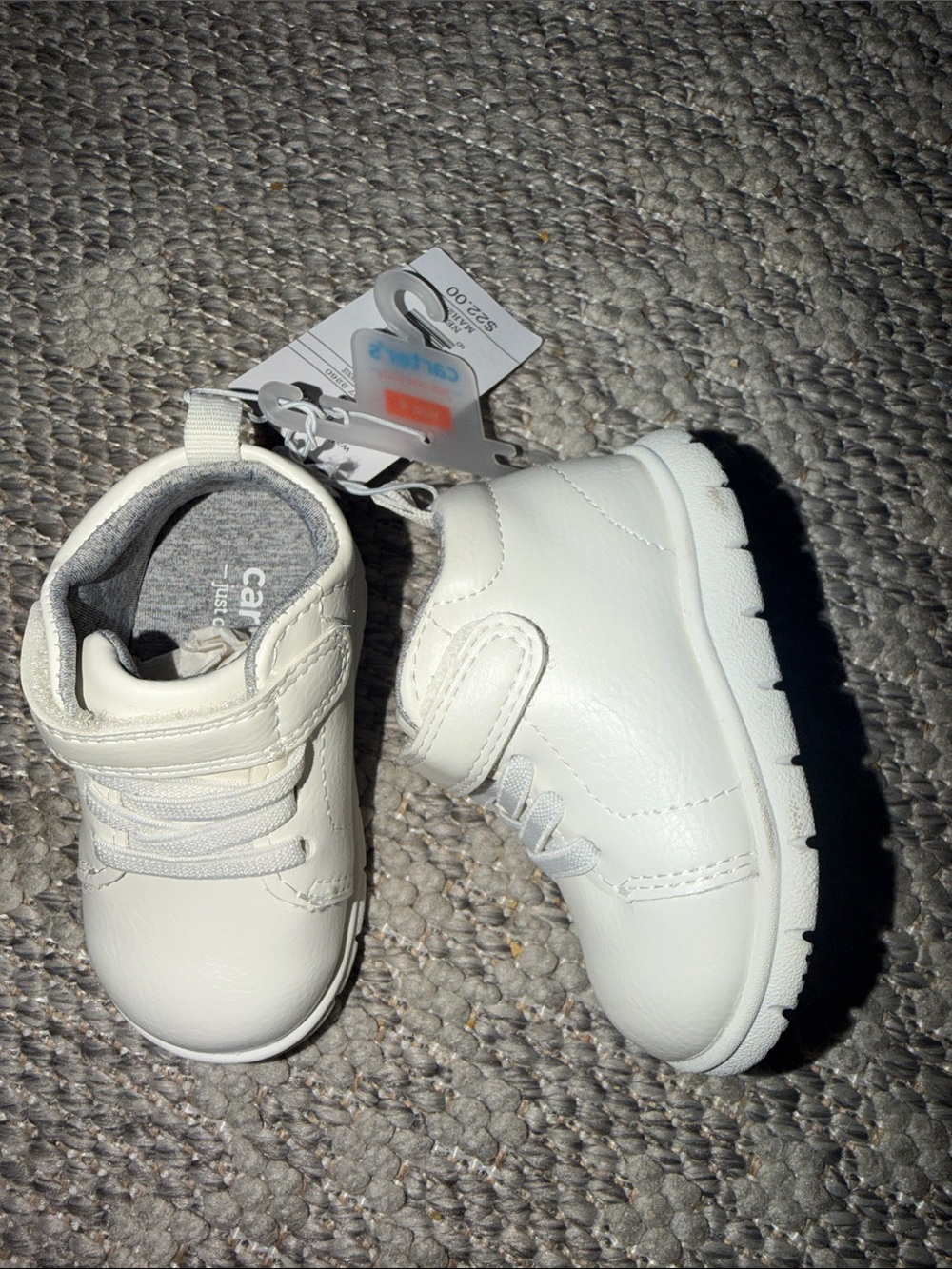Carter's White Baby Walker Sneakers with Hook-and-Loop Strap